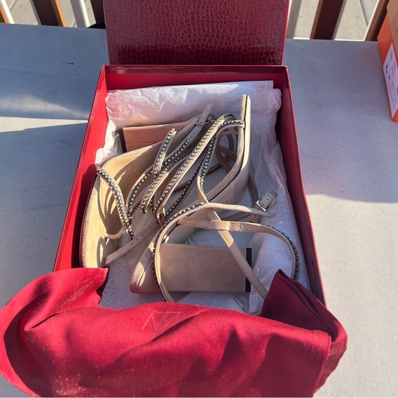 Tamara Mellon Suede Crystal Embellishments Sandals size 40 / US 9 4.5”Heel - Picture 5 of 6